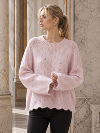 Pointelle Openwork Knitted Jumper: White