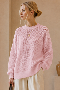 Open Knit Relaxed Jumper: White
