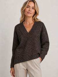 Sparkle V-Neck Knit Jumper: Gray