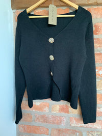 Gold Detailed Button Cardigan