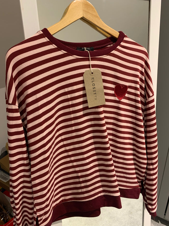 Amore Stripe Heart Long Sleeve Top