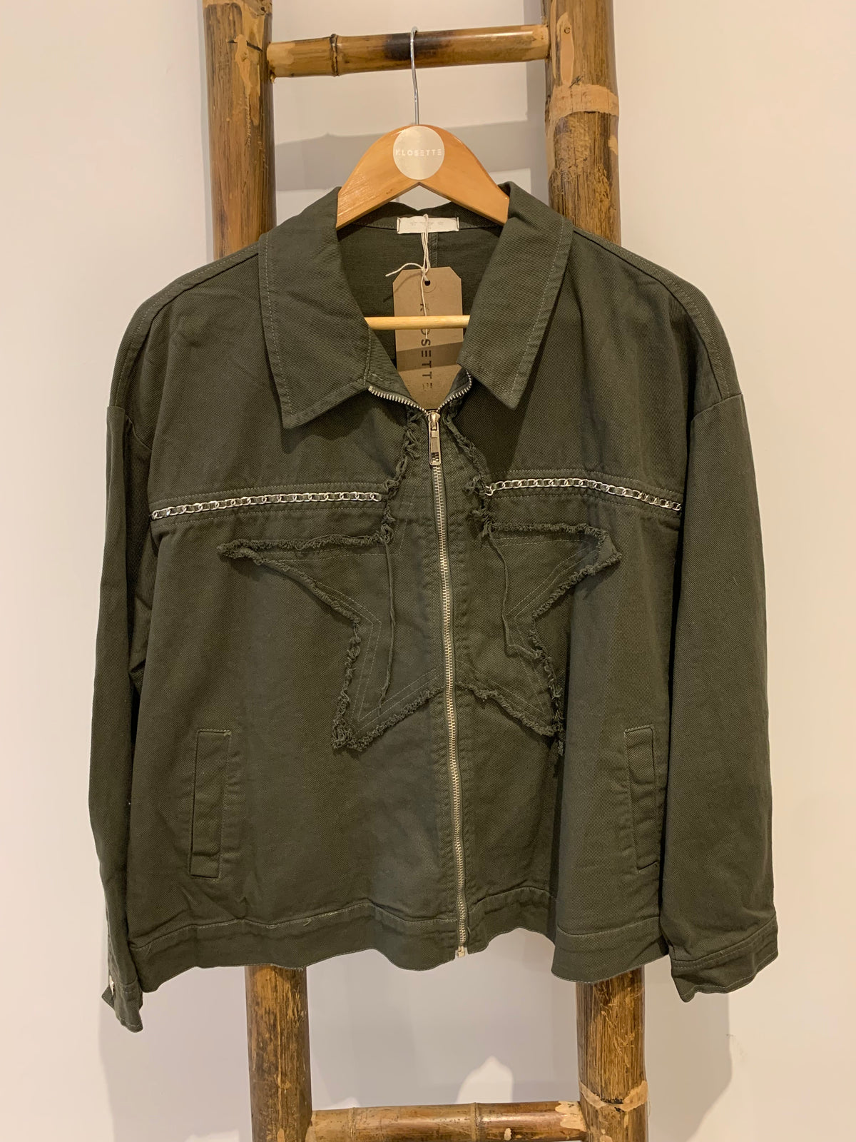 KHAKI DENIM STAR JACKET