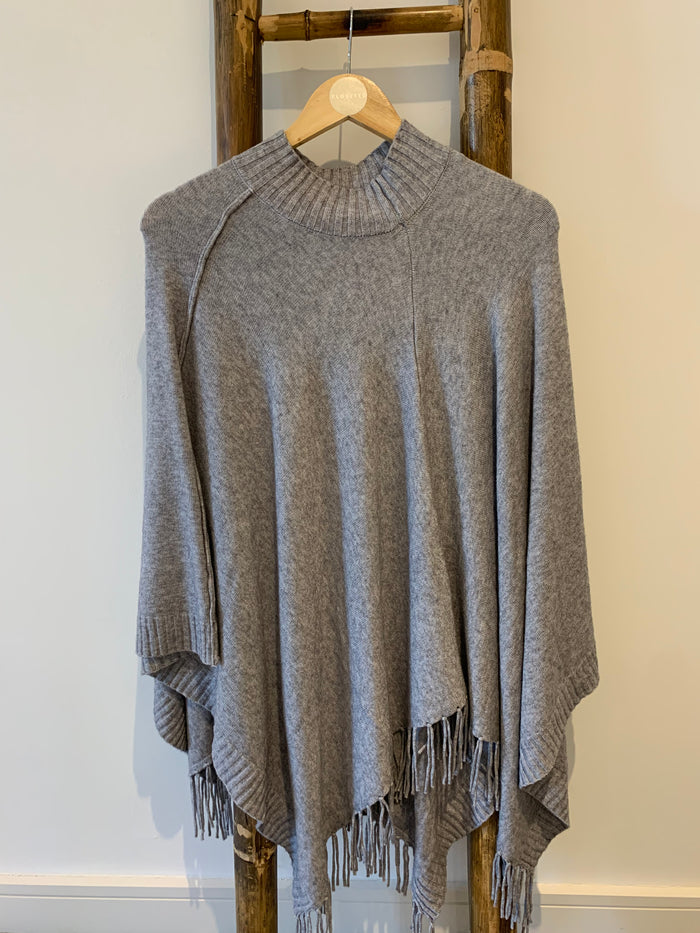 GREY TASSELS PONCHO