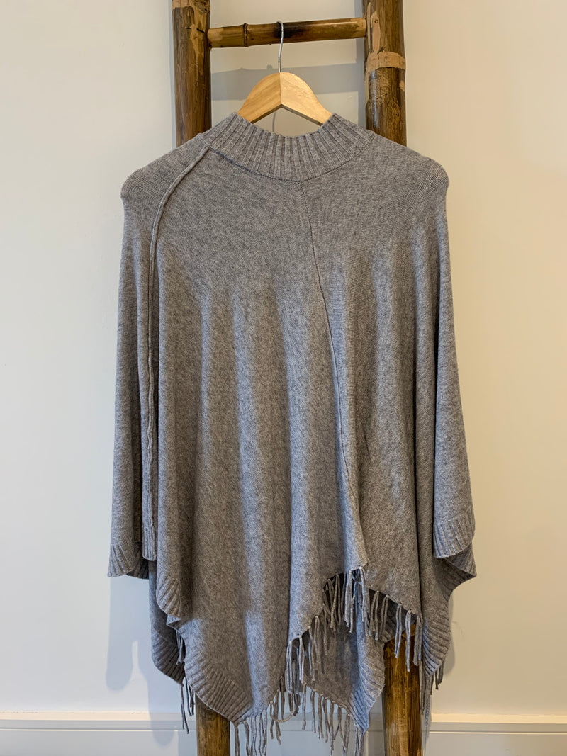 GREY TASSELS PONCHO