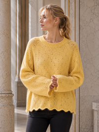 Pointelle Openwork Knitted Jumper: White